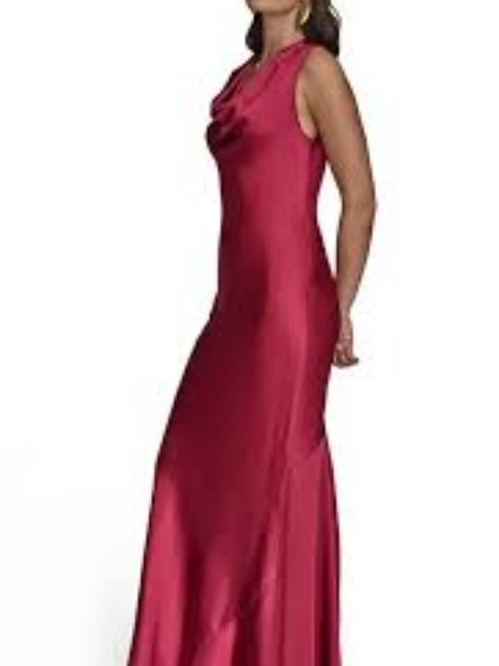 52 - NWT DONNA KARAN COWL NECK SATIN MAXI DRESS - Picture 3 of 8